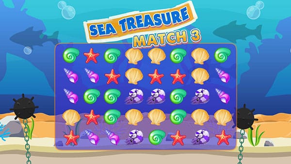 Sea Treasure Match 3 Game Play Game Online at Round Games