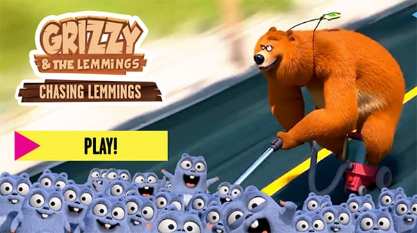 Grizzy and the Lemmings Chasing Lemmings Game at Round Games