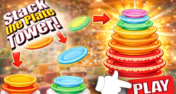 Can Stack Mini Game Stack the Plate Tower Game 🕹️ Play Online Now
